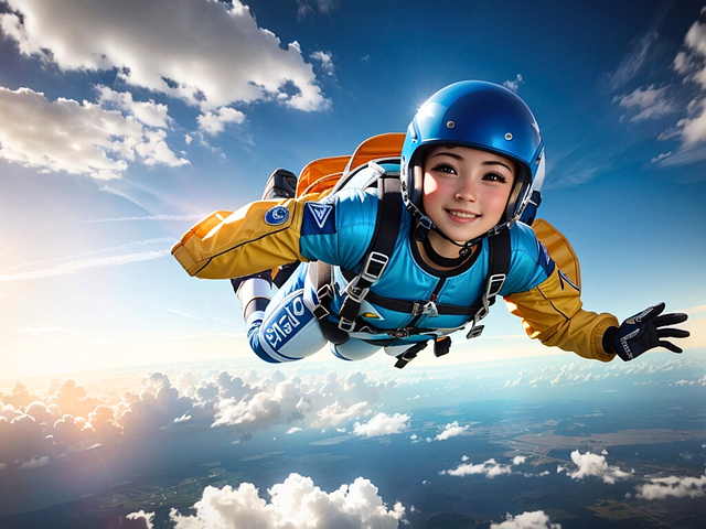 Free ai generated woman parachuting illustration