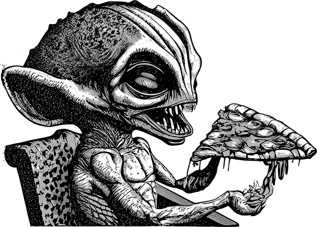 Free alien ufo pizza vector