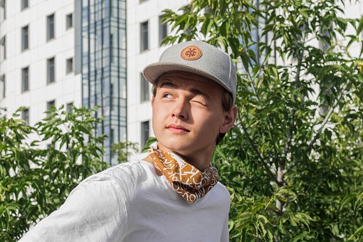 Mens, Helder, Zon, Stad, Snapback