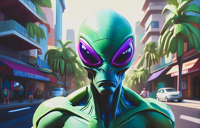 Free alien green heroic illustration
