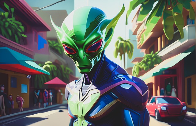 Free alien green heroic illustration