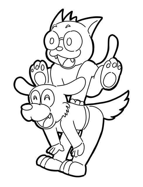 Gato, Perro, Blanco, Arte Lineal, Dibujo
