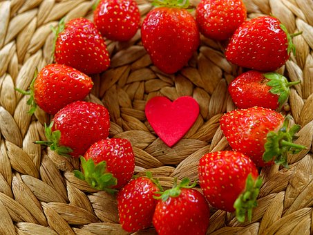 Fruta, Fresa, Comida, Corazón, Amor