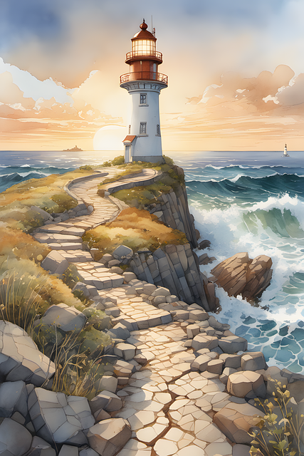 Malen, Leuchtturm, Landschaft, Digital