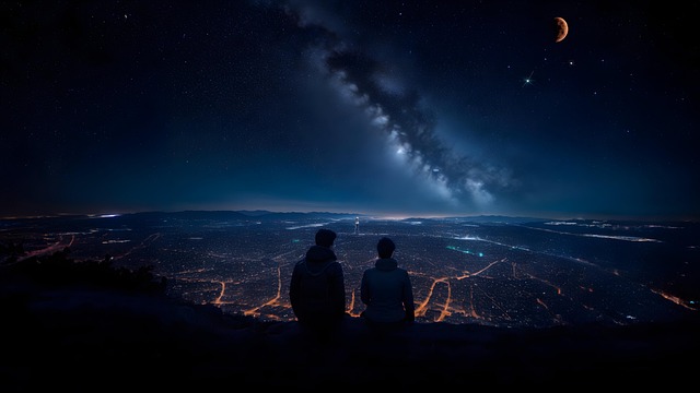 Free couple stars sky illustration
