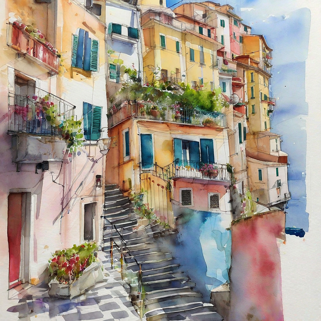 Download Riomaggiore, Italy, Town. RoyaltyFree Stock Illustration