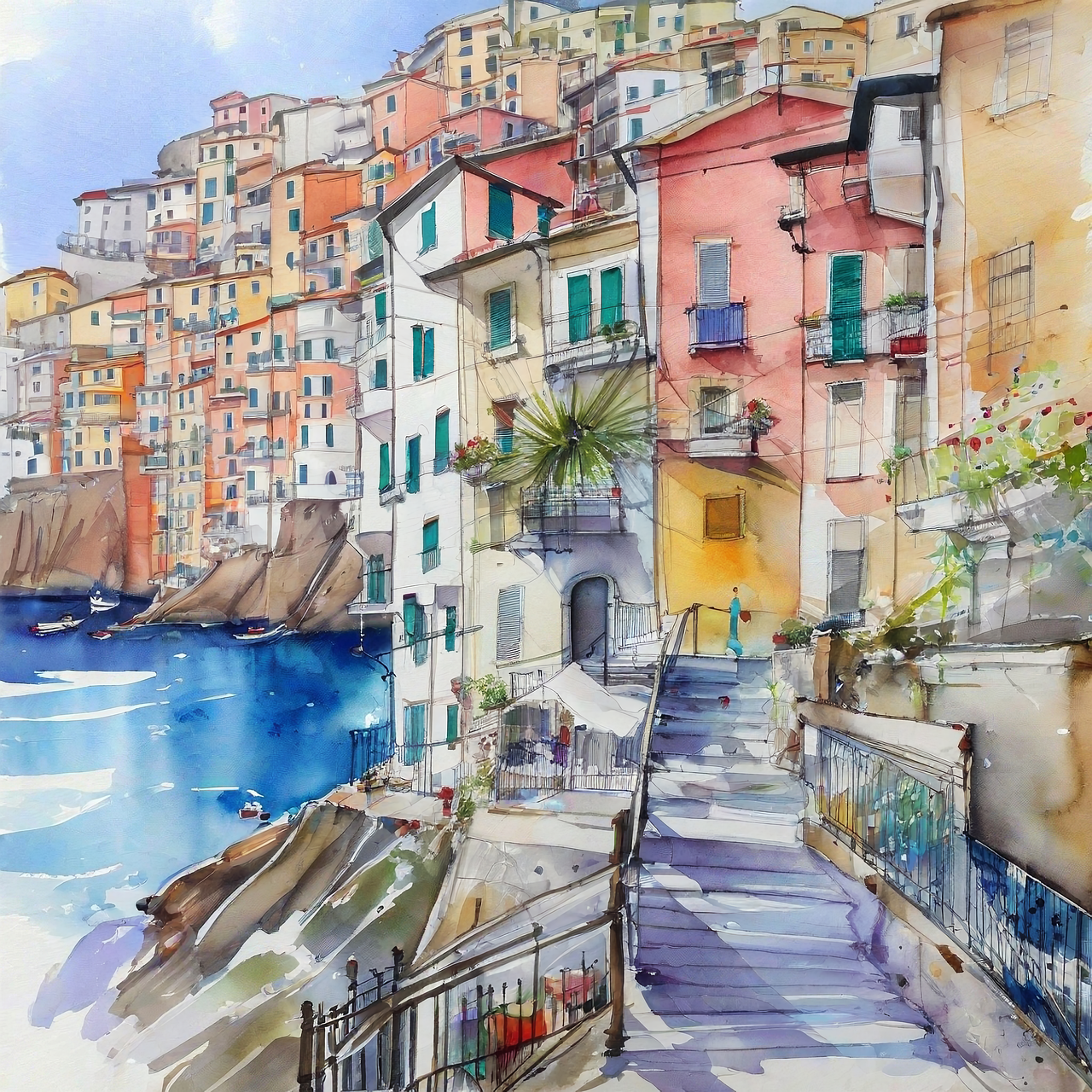 Download Riomaggiore, Italy, Town. RoyaltyFree Stock Illustration