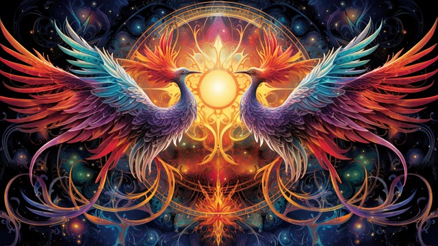 Free ai generated birds mystical illustration