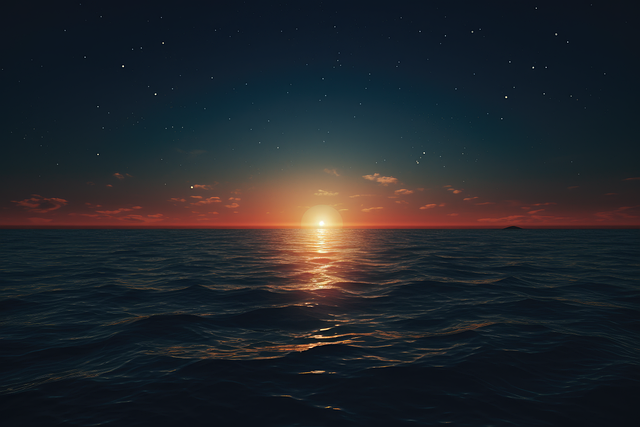 Free ai generated sea sunset illustration