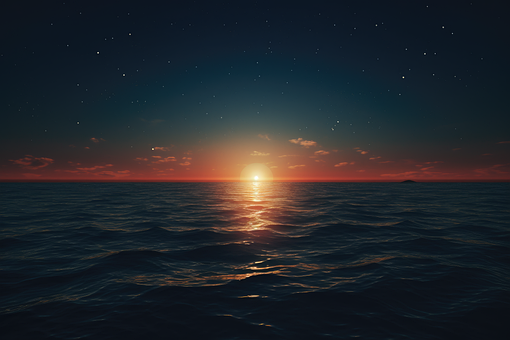 Ai Generert, Hav, Solnedgang, Natur