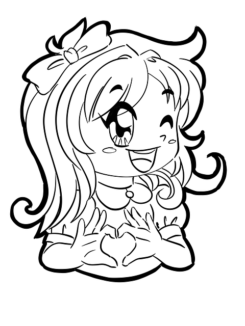 Niña, Dibujos Animados, Linda