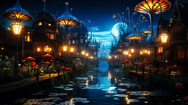 Download free HD stock image of Ai Generated River Free ai generated river village illustration