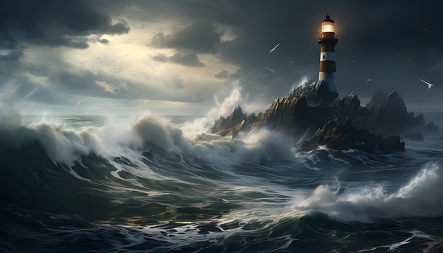 Free ai generated sea lighthouse illustration