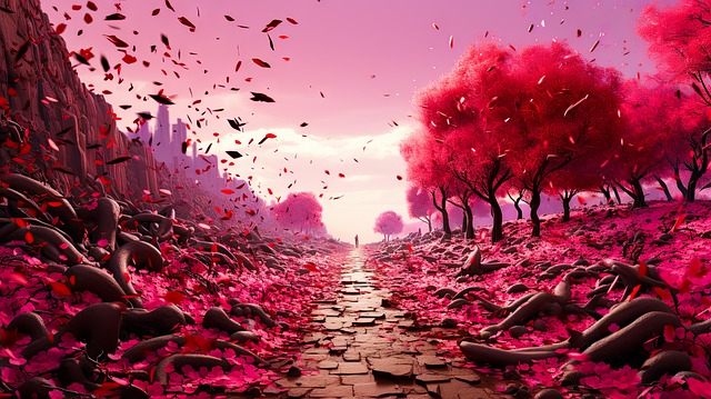 Free ai generated trees flowers illustration