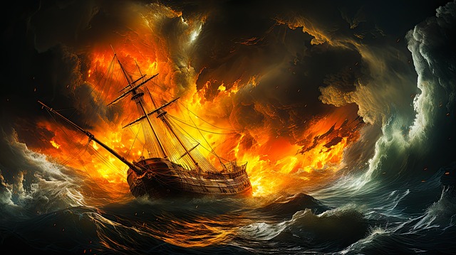 Download free HD stock image of Ai Generated Ship Free ai generated ship storm illustration
