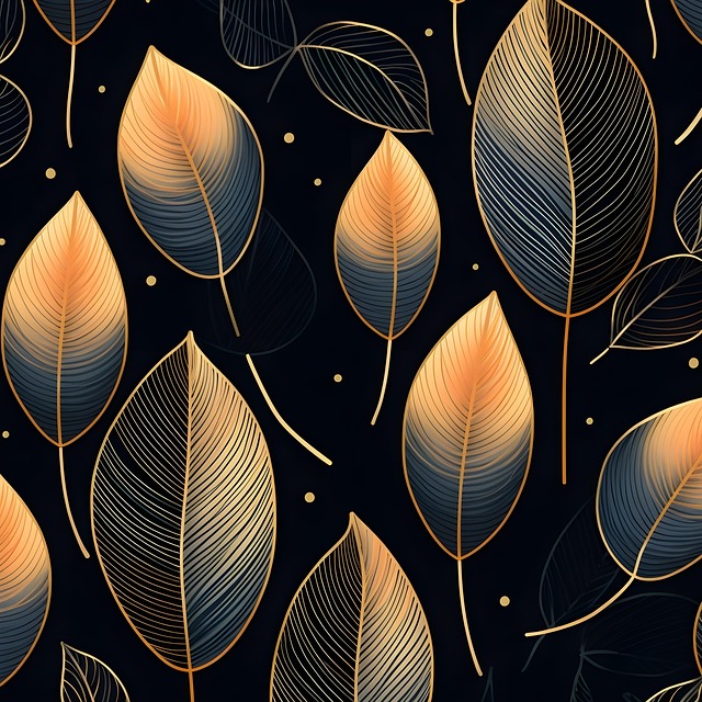 Free leaves black gold illustration