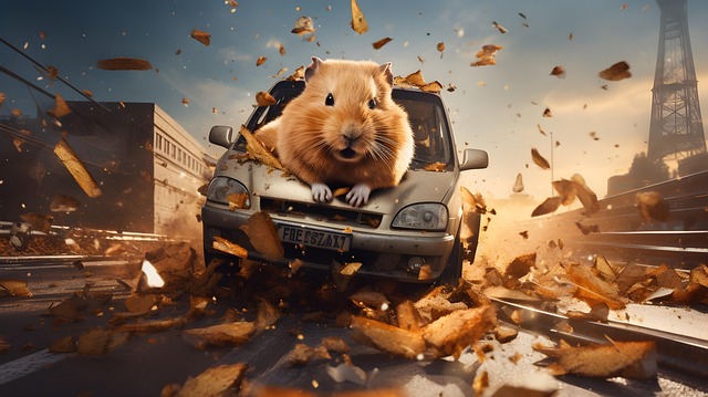 Free ai generated hamster car illustration