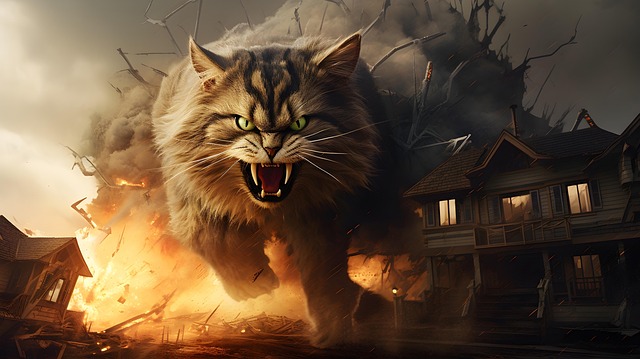 Free giant gigantic cat illustration
