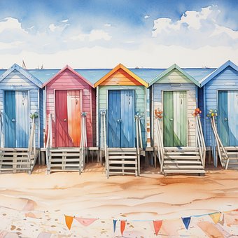 Free Beach Beach Huts illustration and picture