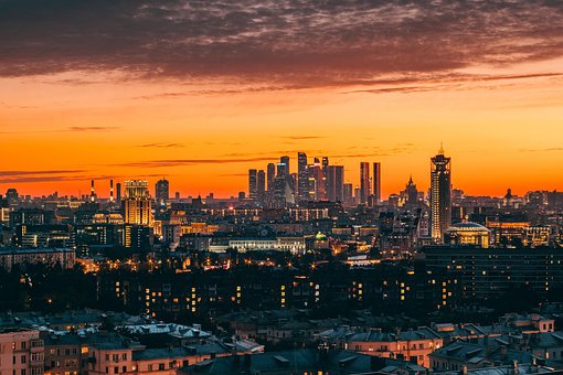 Solnedgang, Natur, By, Tusmørke