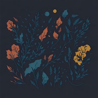 Pflanze, Blumen, Blätter, Poster, Design