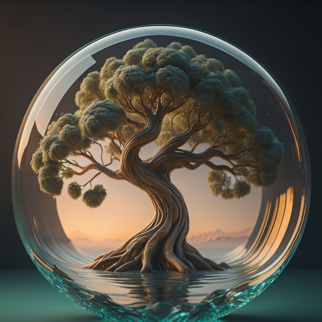 Ai Generiert, Baum, Kugel, Blase, Bonsai