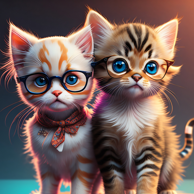 Ai Generiert, Kätzchen, Katzen, Brille