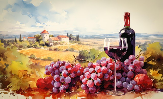 Free ai generated grapes wine illustration