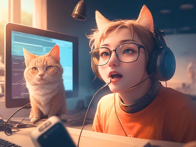 Free ai generated woman cat illustration