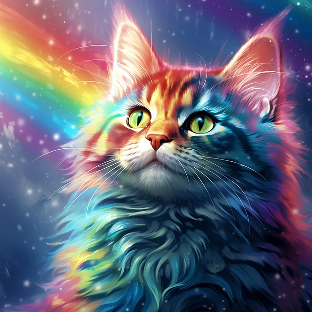 Ai产生的, 猫, 小猫, 猫科动物, 彩虹, 动物, 自然, 可爱的, 宠物
