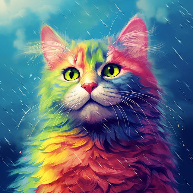 Ai产生的, 猫, 小猫, 猫科动物, 彩虹, 动物, 自然, 可爱的, 宠物