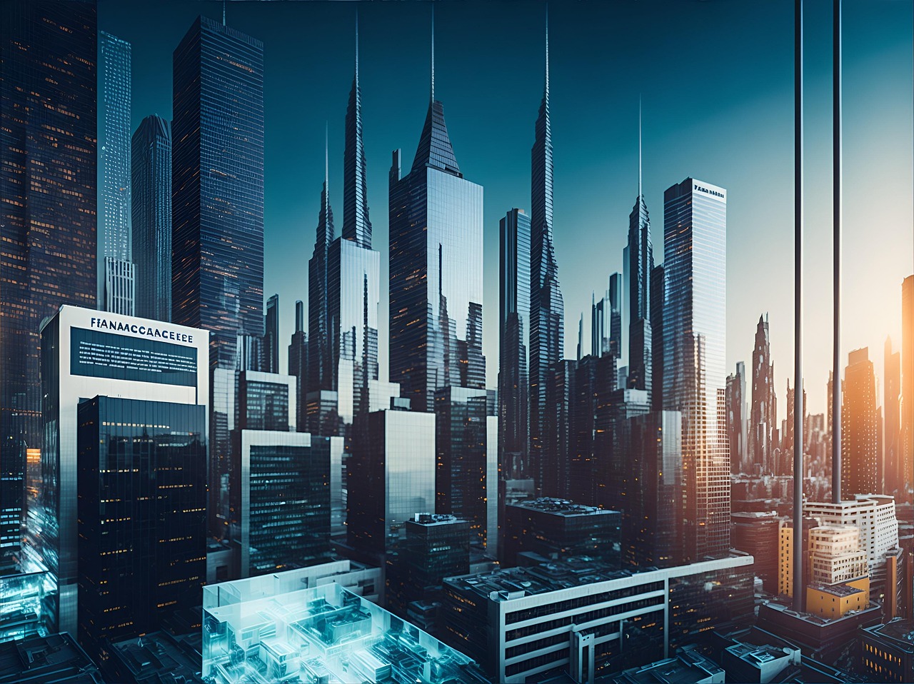 Download free HD stock image of Ai Generated Office Buildings Free ai generated office buildings skyscrapers illustration