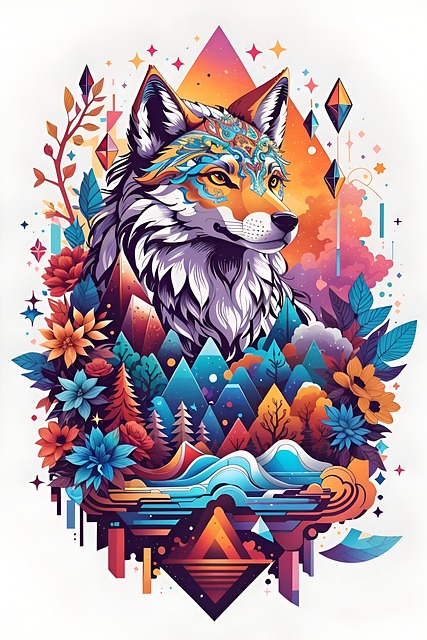 Ai Generiert, Wolf, Isometrisch, Bunt