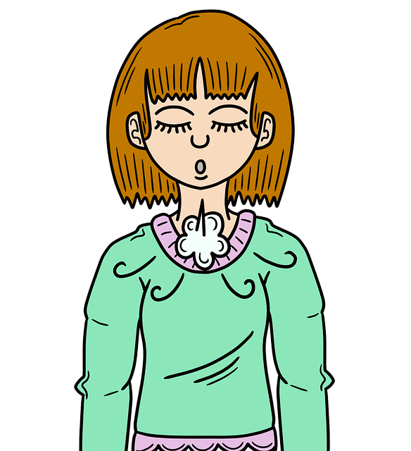 Free actions exhale breathing illustration