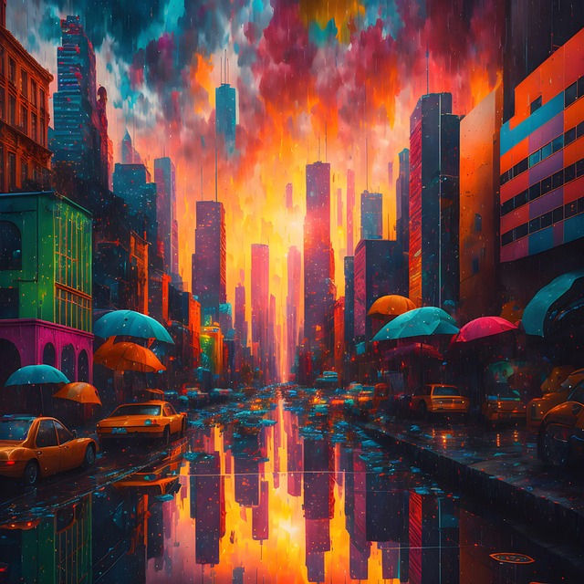 Free ai generated buildings street illustration