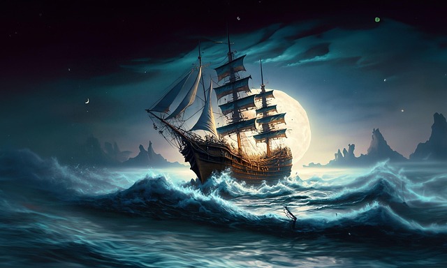 Schiff, Ozean, Meer, Kriegsschiff, Nacht