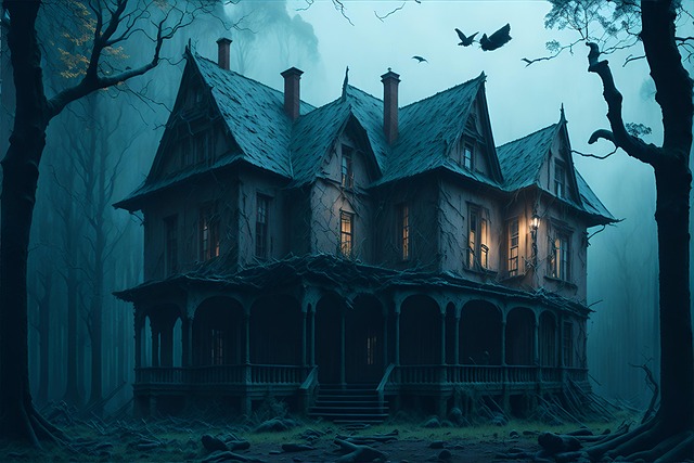 Free ai generated haunted house illustration