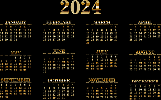 Calendario, 2024, Data, Mesi, Giorno