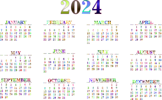 Calendario, 2024, Natura, Data, Mesi