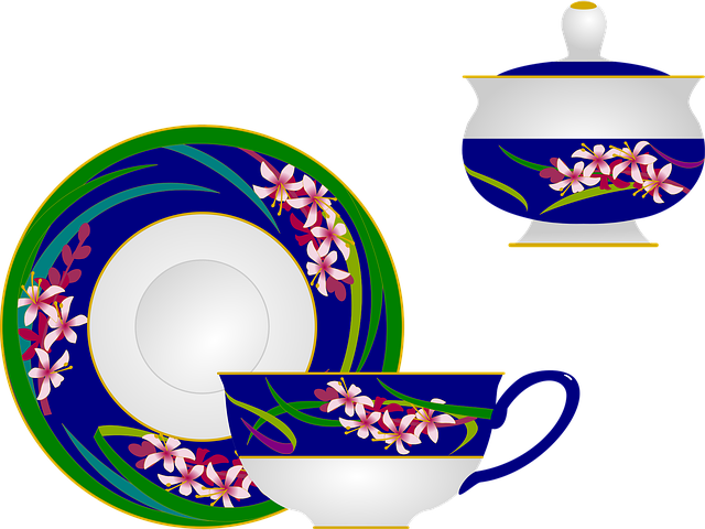 Free tea set cup dish vector