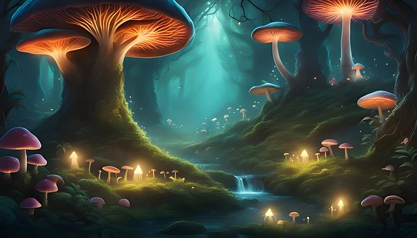 Free Ai Generated Mushrooms illustration and picture