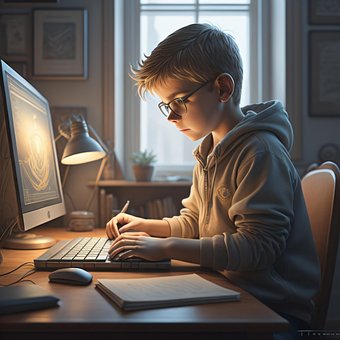 Ai Genereret, Dreng, Computer, Spiller