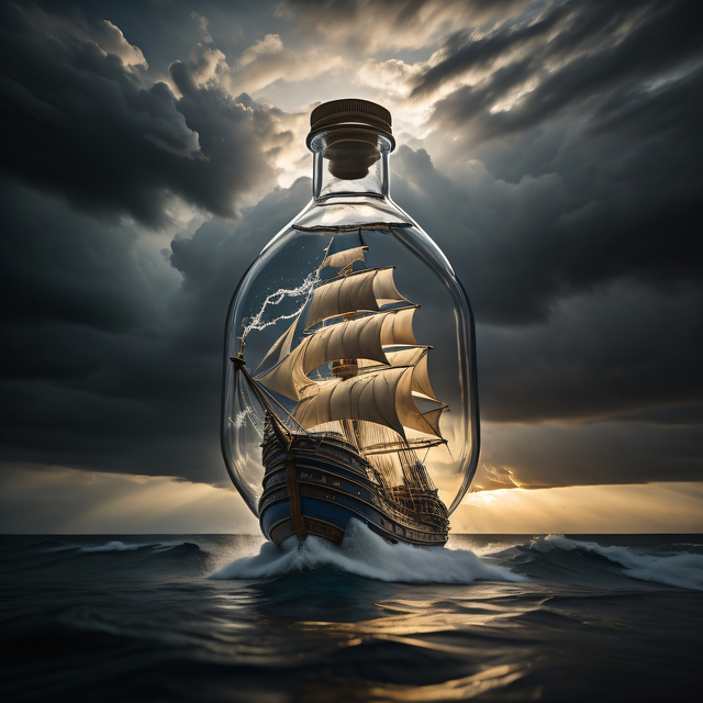 Free ai generated bottle ship illustration