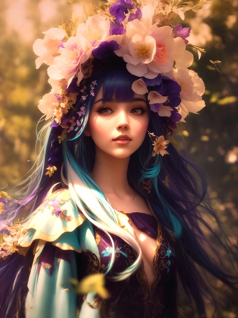 Frau, Schönheit, Mystiker, Blumen, Wald
