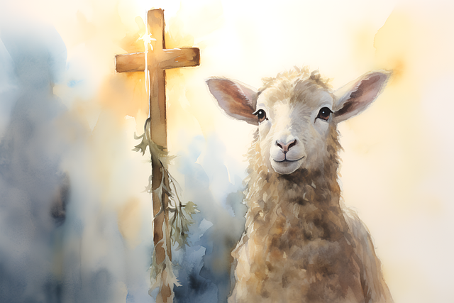 Free ai generated lamb cross illustration