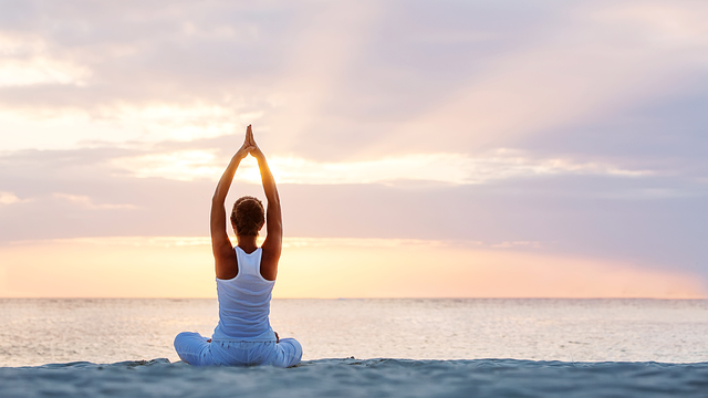 Free woman yoga meditation illustration
