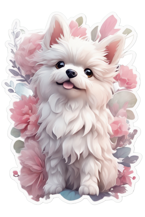 Download Puppy Sticker Puppy Puppy In Flowers Royalty-Free Stock