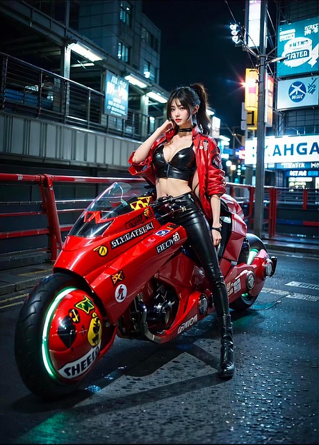 Free ai generated woman motorbike illustration