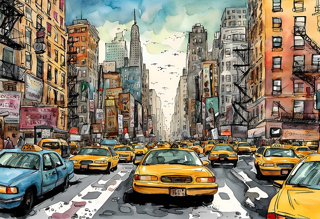 Free ai generated new york city traffic illustration