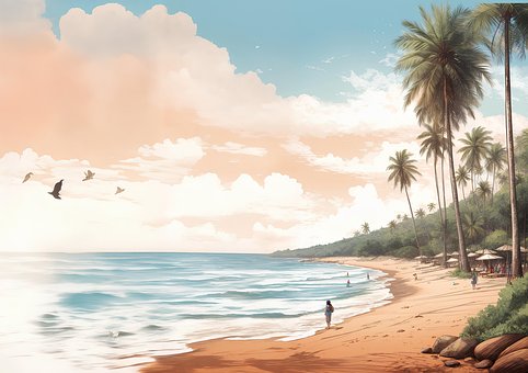 Free Ai Generated Beach illustration and picture
